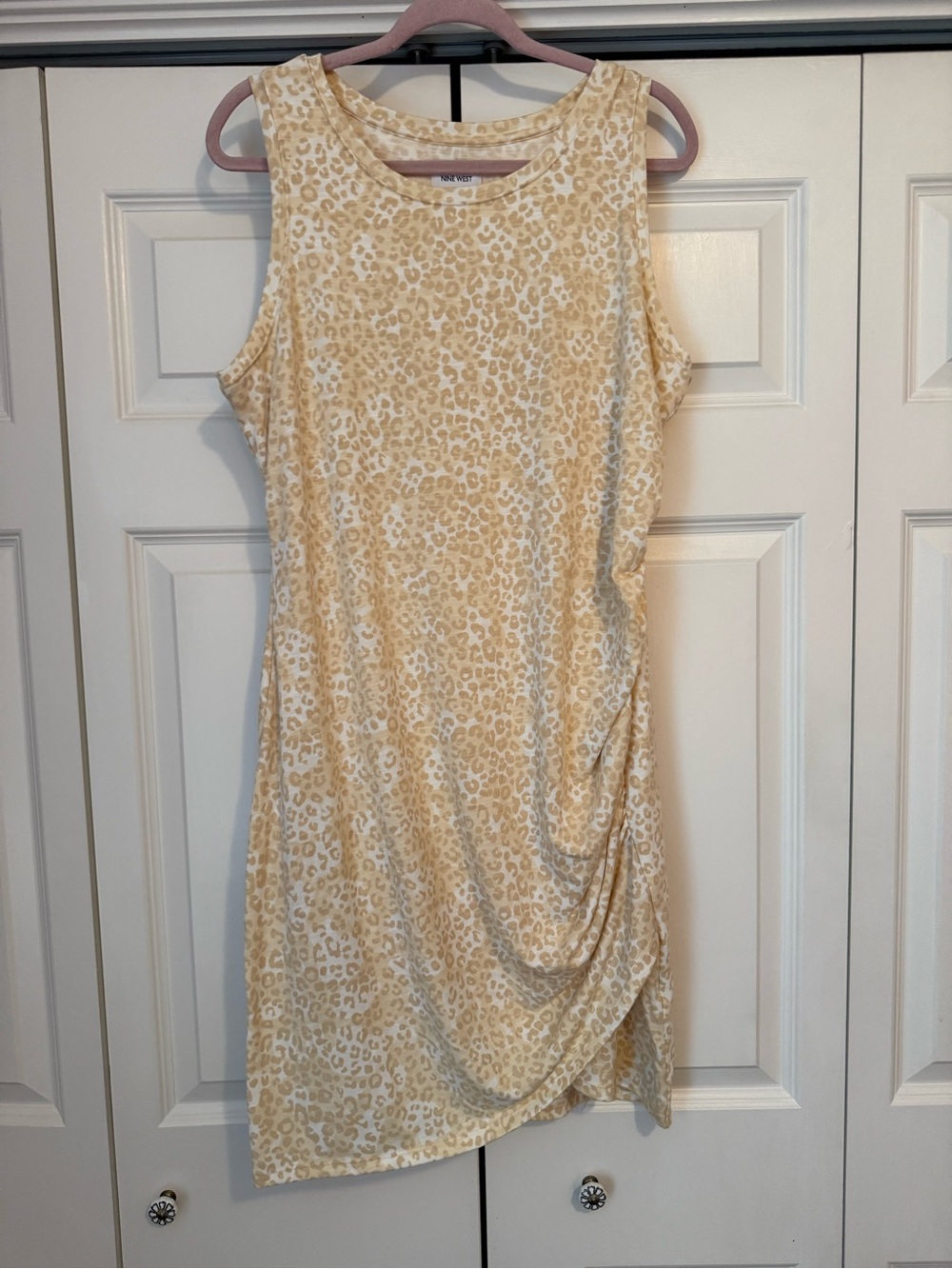 Nine West Cream and Tan Leopard-Print Sleeveless Mini Dress